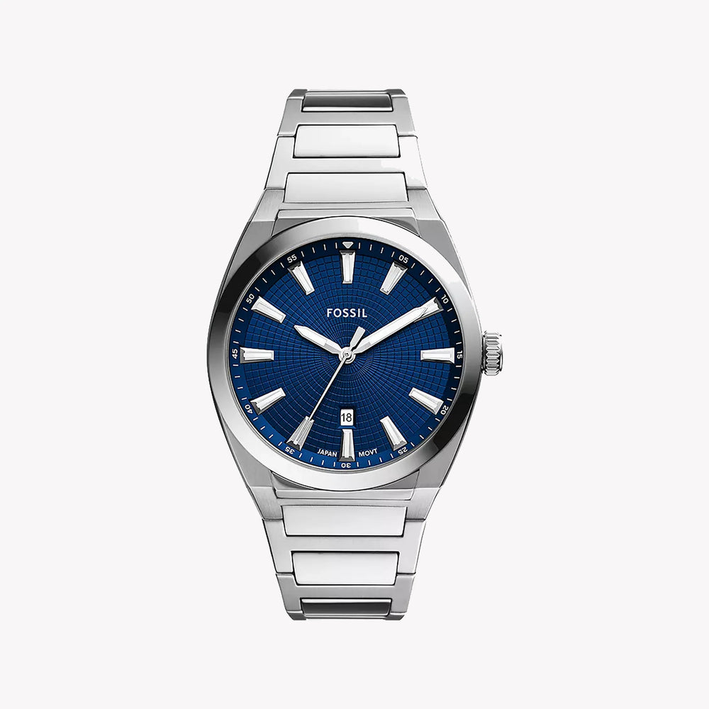 Fossil Men's Silver Stainless Steel Watch, Blue Dial | Fs5822 by i-watch