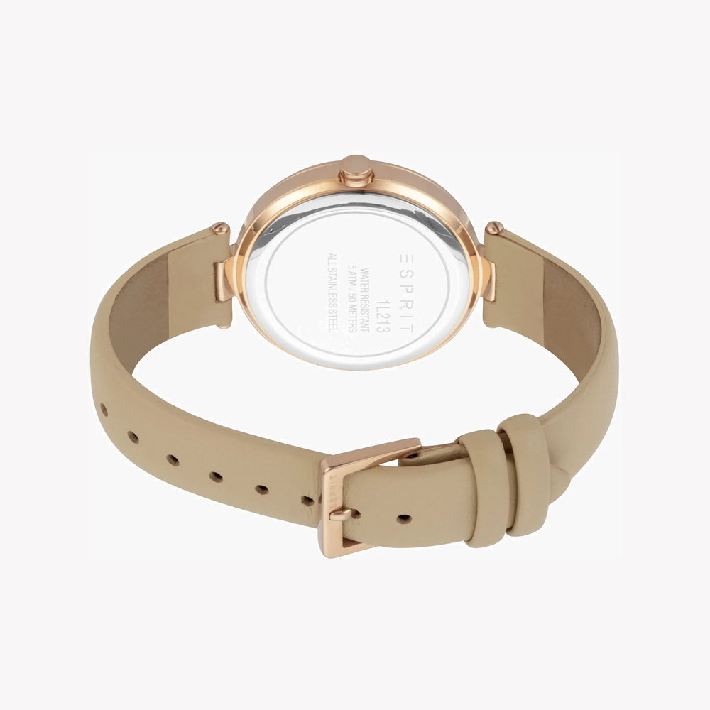 Esprit Women's Beige Leather Watch, Silver Dial | ES1L213L0025 by i-watch