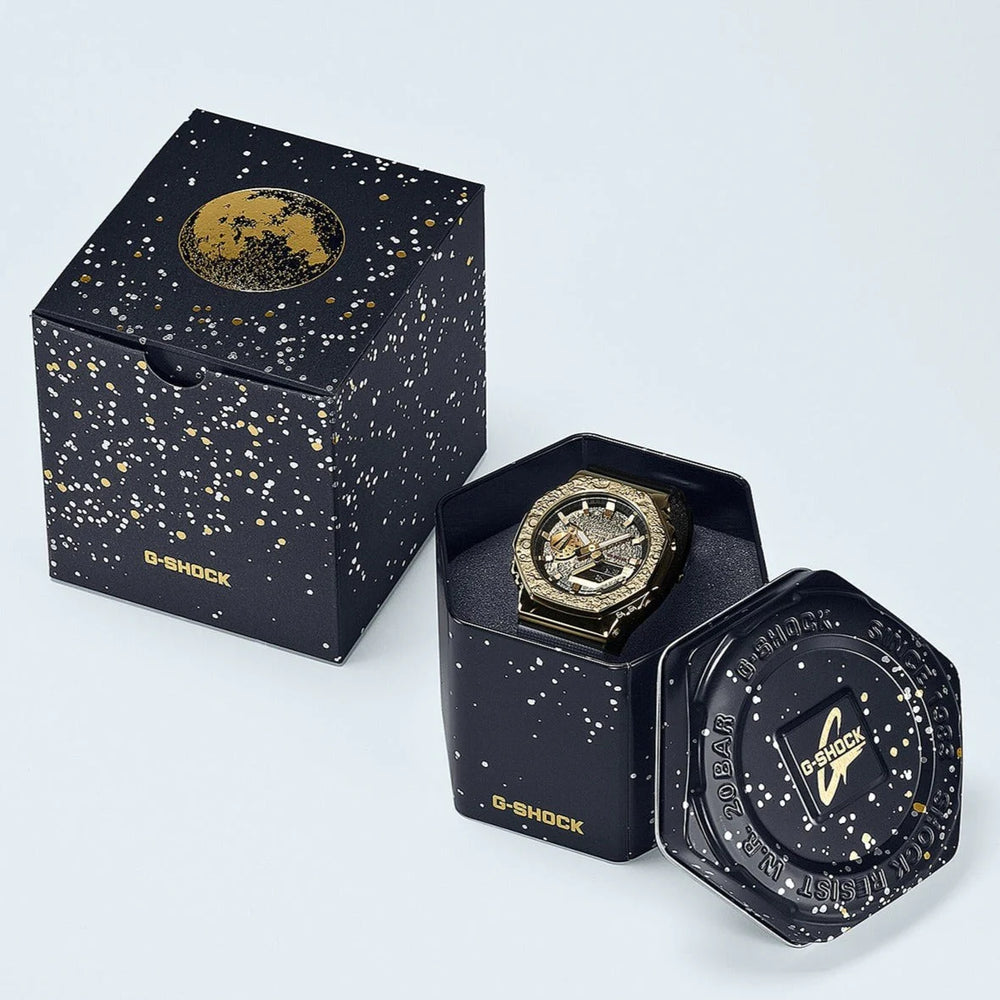 Casio G-Shock Gm-2100mg-1adr Oak - Golden Edge Men's Watch With Black Resin Band & Dual Led Light by i-watch