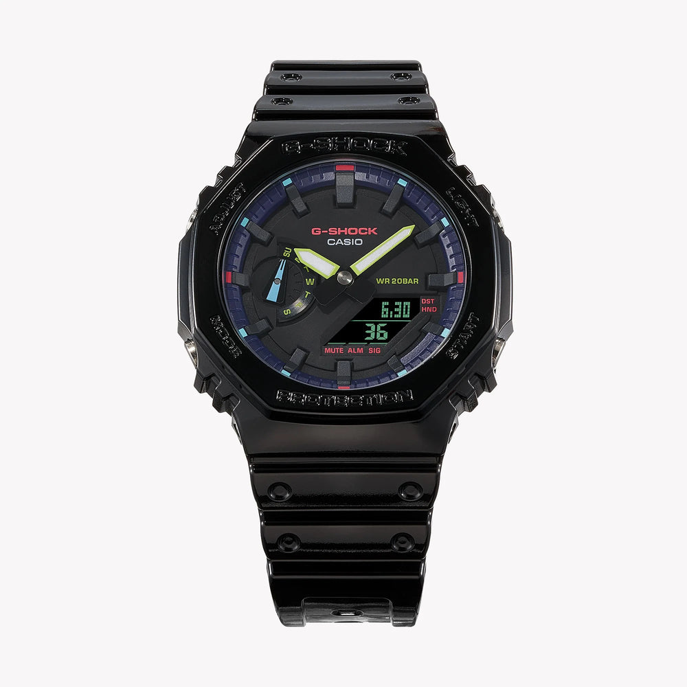 Casio Men's Black Resin Watch, Black Dial | Ga-2100rgb-1aer by i-watch