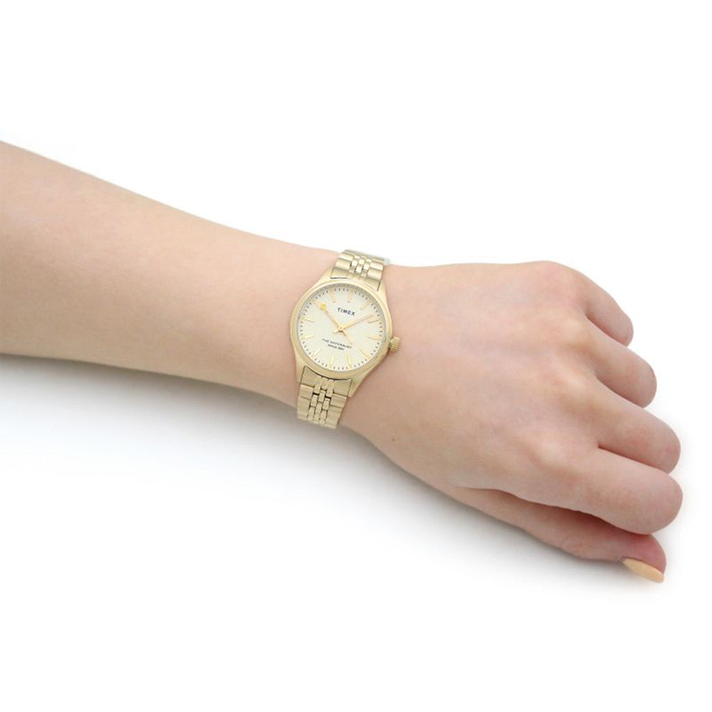Timex Women's Gold Stainless Steel Watch, Off White Dial | Tw2u23200
