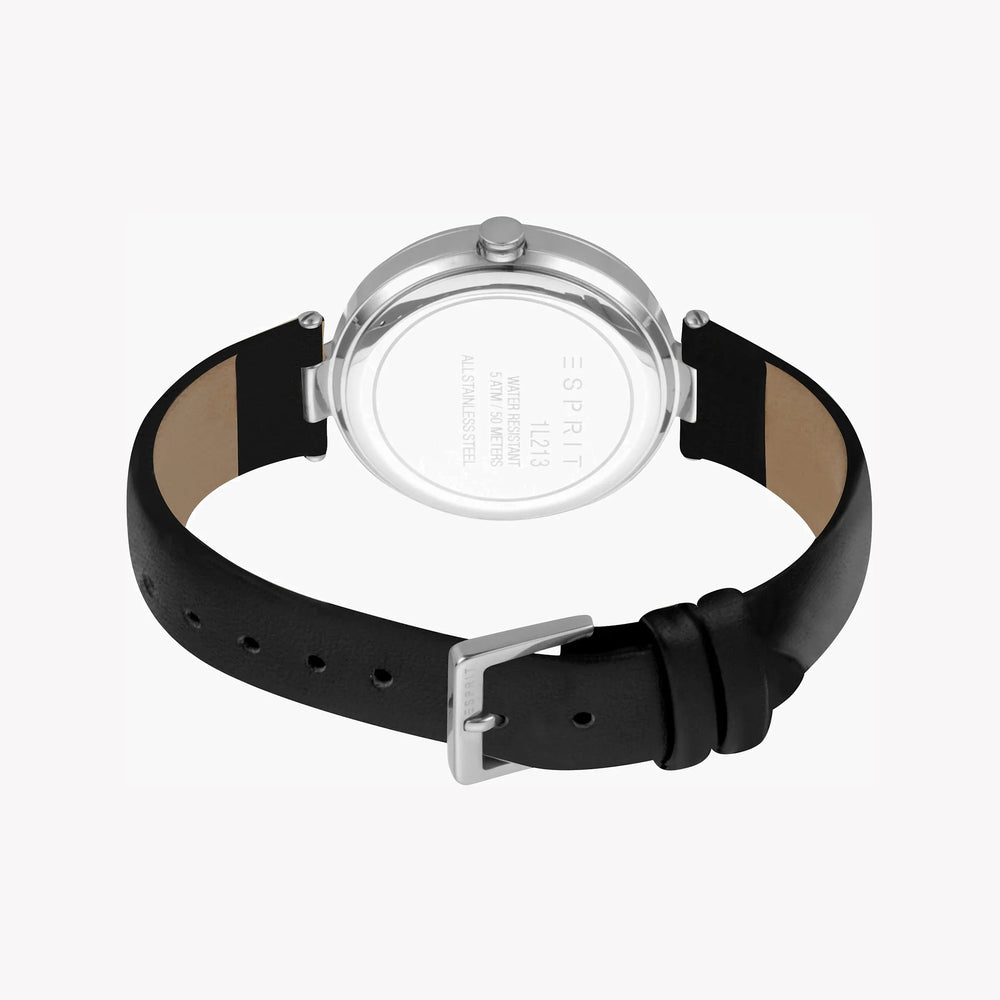 Esprit Women's Black Leather Watch, White Mother Of Pearls Dial | Es1l193m0025 by i-watch