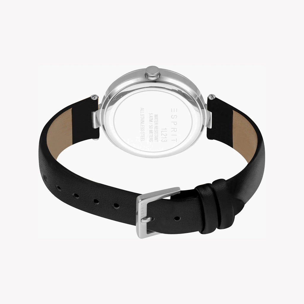 ESPRIT Women's Watch with Silver Stainless Steel Case and Black Leather Band-i-Watch-3