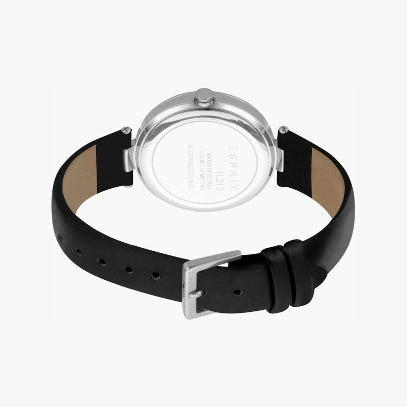 Esprit Women's Black Leather Watch, White Mother Of Pearls Dial | Es1l193m0025 by i-watch