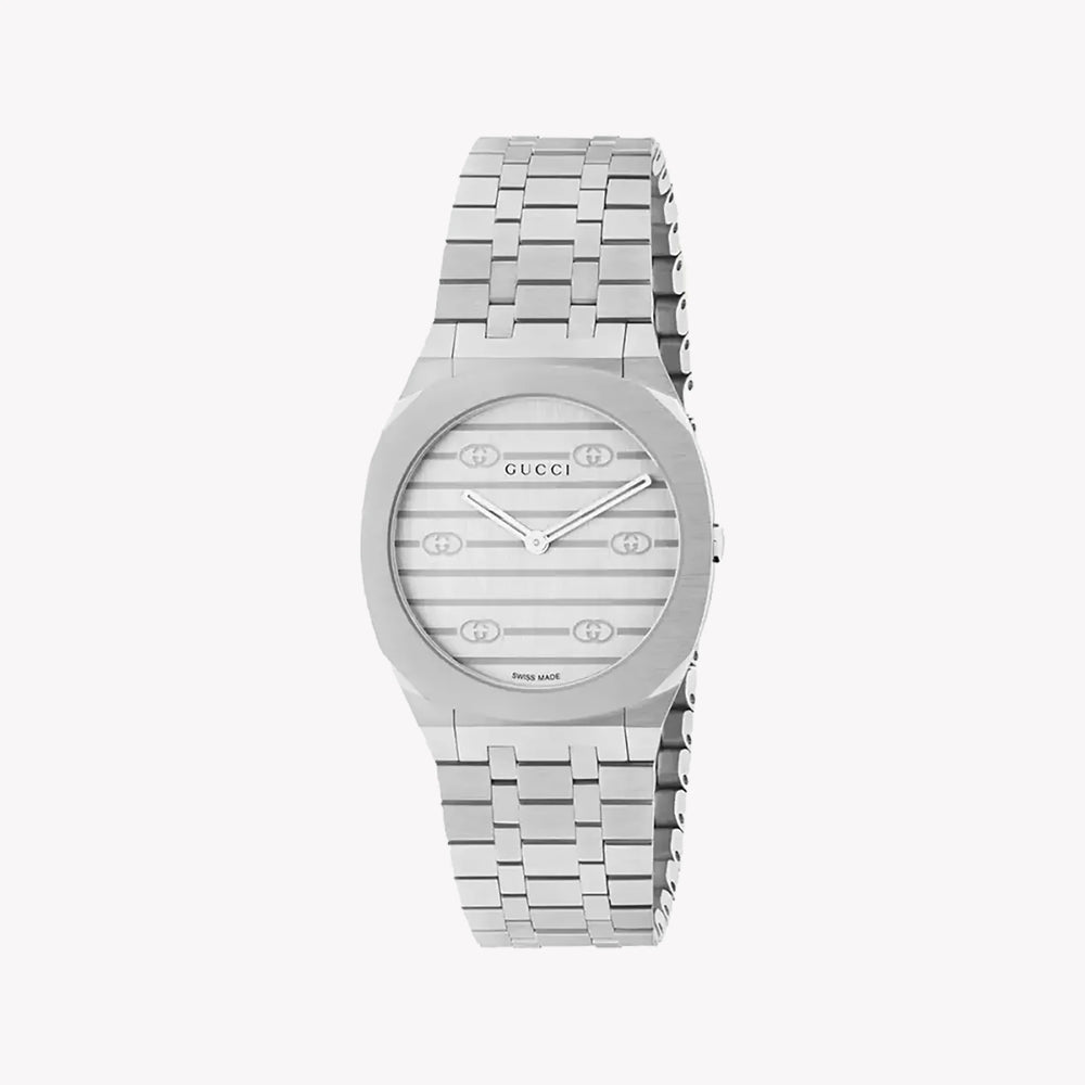 Gucci Women's Silver Stainless Steel Watch, Silver Dial | Ya163501 by i-watch