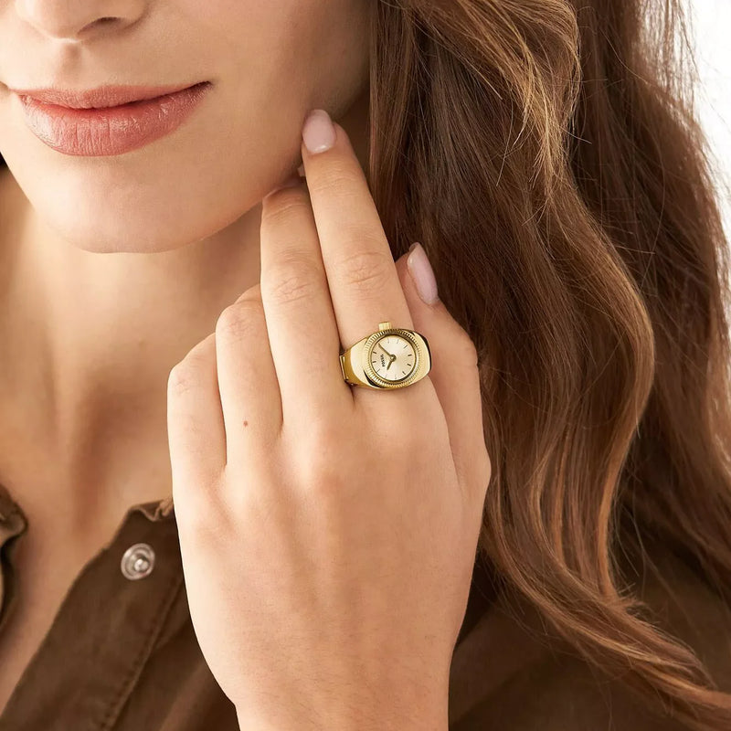 Fossil Women's Gold Ring Watch, Beige Dial | Es5246 by i-watch