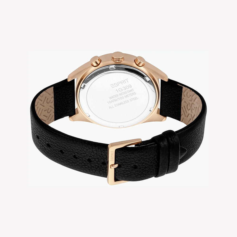 Esprit Men's Black Leather Watch, Black Dial | Es1g018m0065 by i-watch