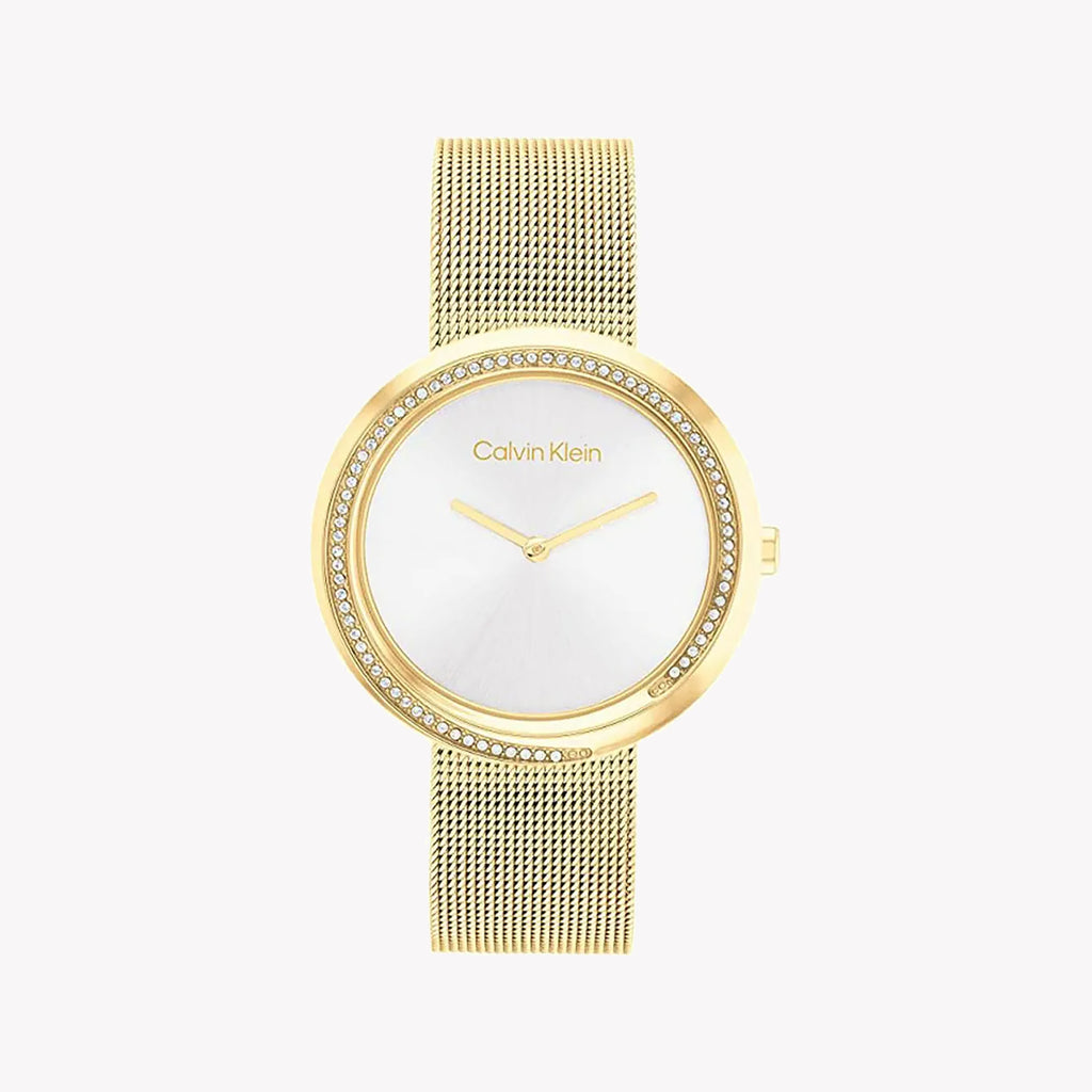 CK CALVIN KLEIN 34MM GOLD RADIANCE - ELEGANT WOMEN'S TIMEPIECE WITH SILVER DIAL
