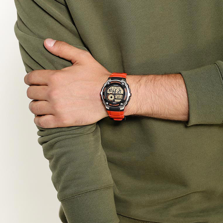 Casio Ae-2100w-4avdf Adventure Ready - Bold Sporty Men's Watch With Vibrant Orange BAnd and Sleek Design by i-watch
