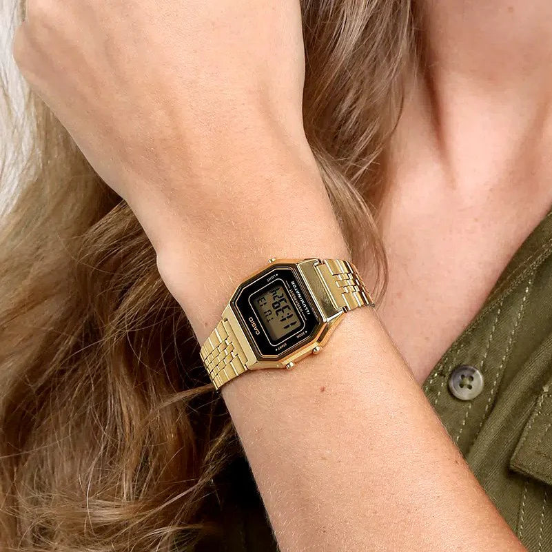 Casio Unisex Gold Resin Watch, Gold Stainless Steel Band | La680wga-1df by i-watch