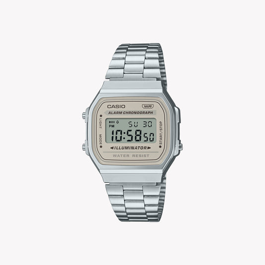 Casio A168WA-8AY Montre unisexe vintage argentée