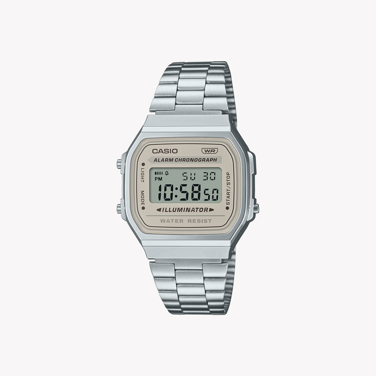 Casio Men's Silver Digital Watch, Chrome Plated | A168WA-8AY