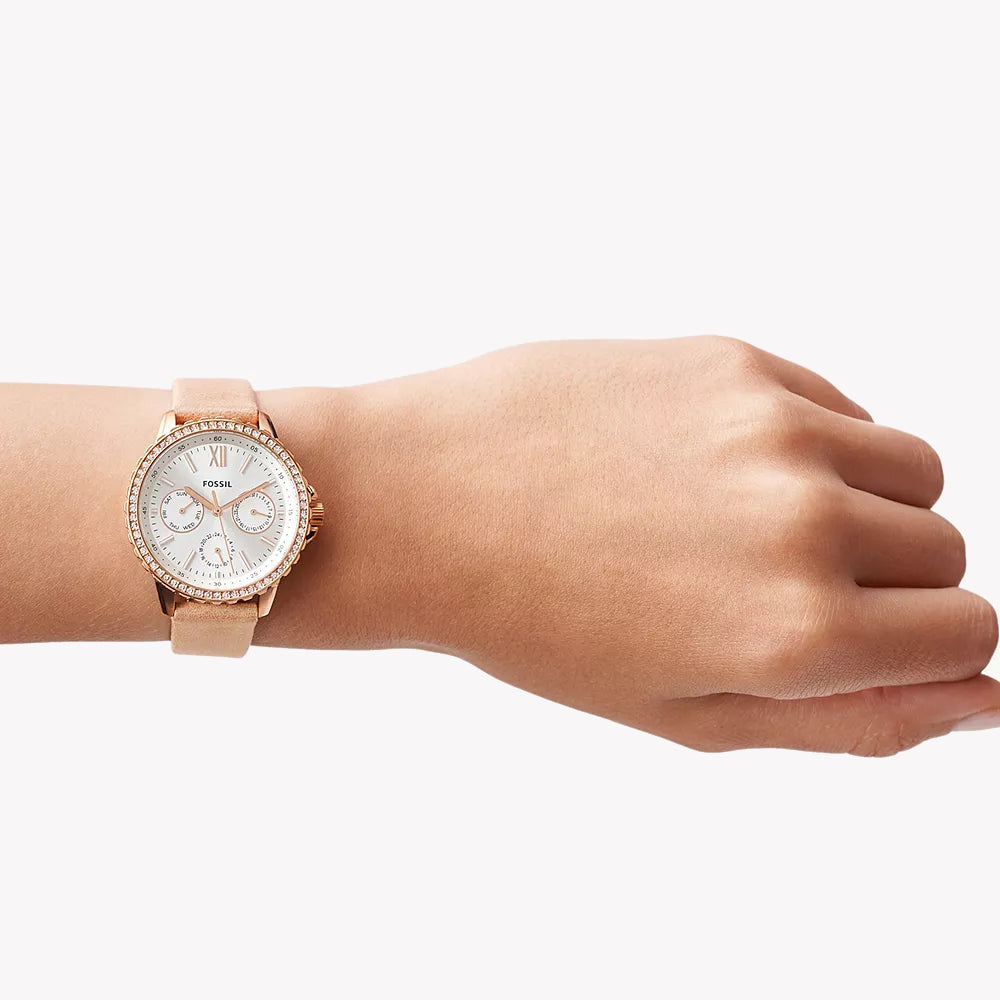 FOSSIL ES4888 ROSE GOLD ELEGANCE - TIMELESS WOMEN'S WATCH WITH LEATHER STRAP & WHITE DIAL-i-Watch-4