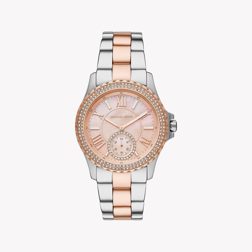 MICHAEL KORS MK7402 ELEGANT TIMEPIECE - ROSE GOLD & SILVER STAINLESS STEEL WOMEN'S WATCH