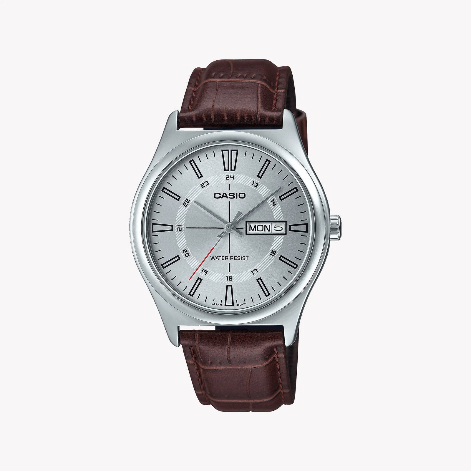 CASIO MTP-V006L-7CUDF ELEGANCE - TIMELESS MEN'S WATCH with Silver Case & Brown Leather Band