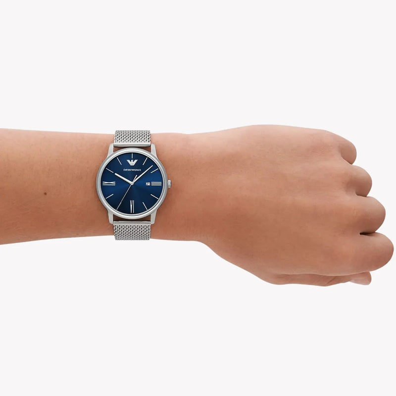 Emporio Armani Men's Silver Stainless Steel, Blue Dial | Ar11571 by i-watch