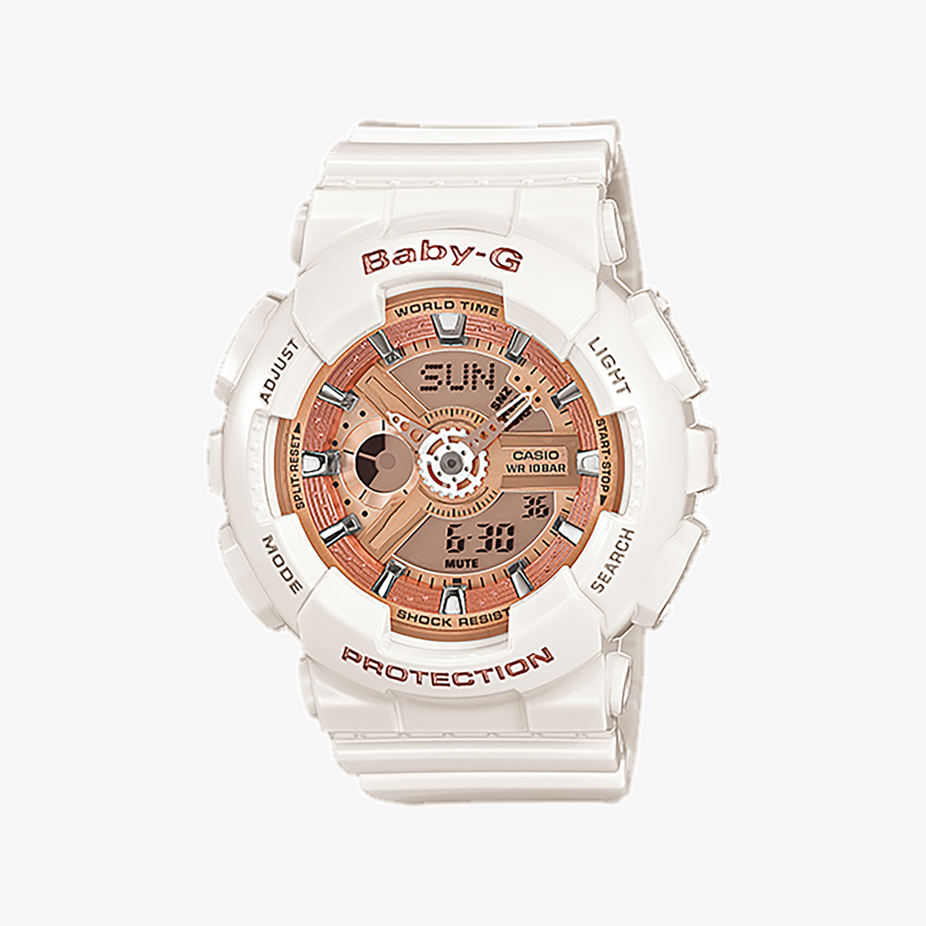 **BA-110-7A1DR BABY-G Chic Resilience - Stylish Women's Watch with White Resin Band & Digital Dial**
