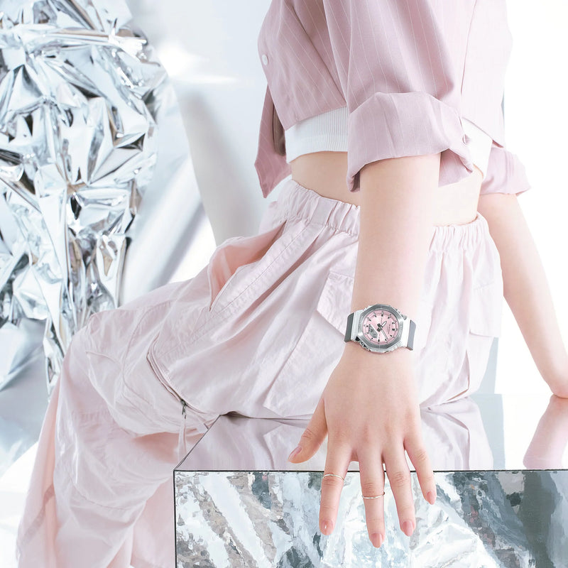 G-Shock Women's Pink Dial Watch, Stainless Steel | Gm-S2110-4aer by i-watch
