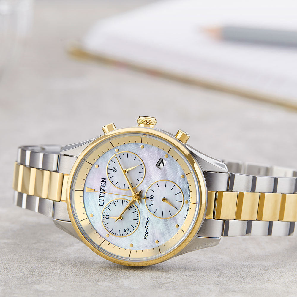 CITIZEN FB1444-56D DYNAMIC ELEGANCE - WOMEN'S ECO-DRIVE TIMEPIECE with Silver & Gold Accents-i-Watch-2