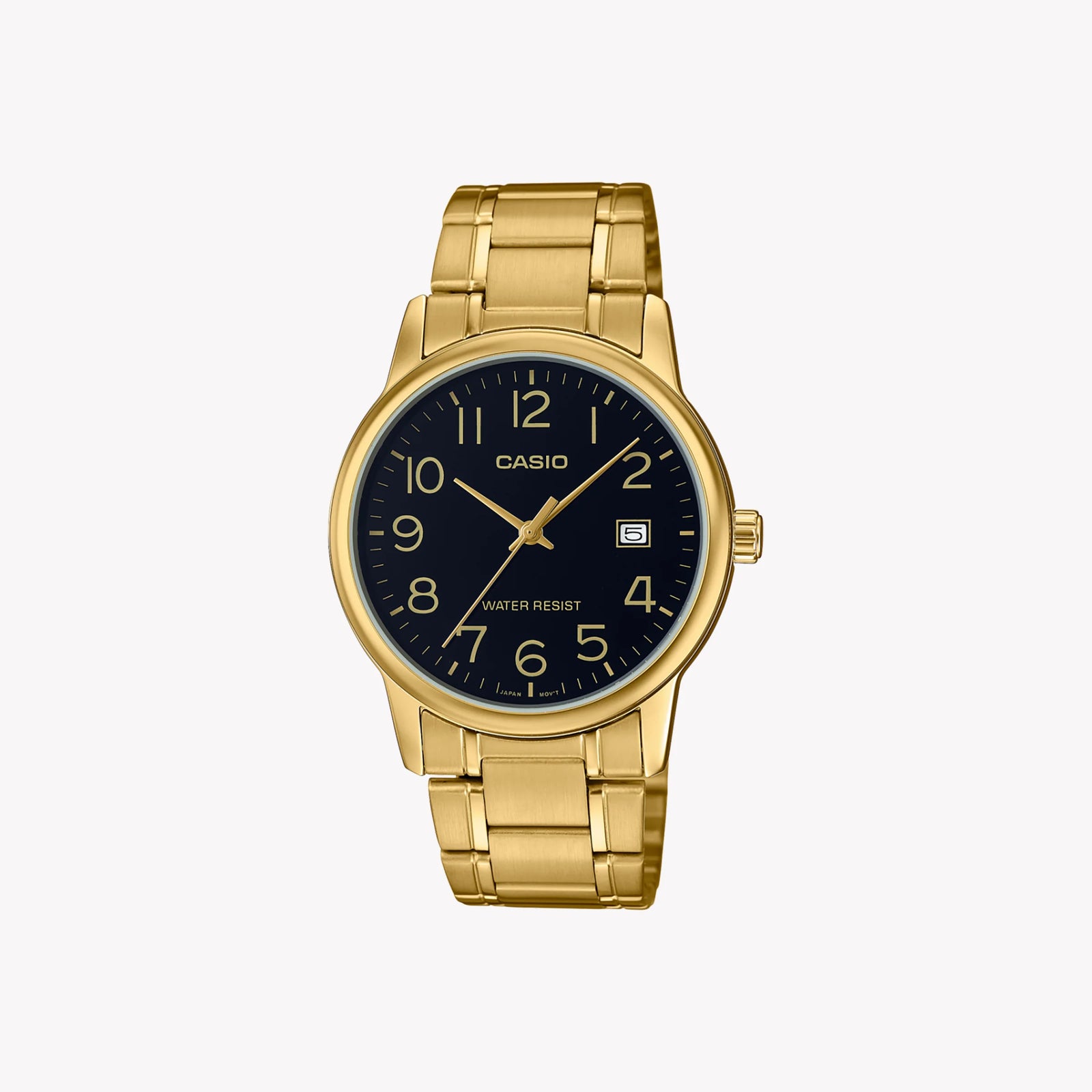 Seiko Men's Stainless Steel Gold Watch, Black Dial | Mtp-V002g-1budf by i-watch