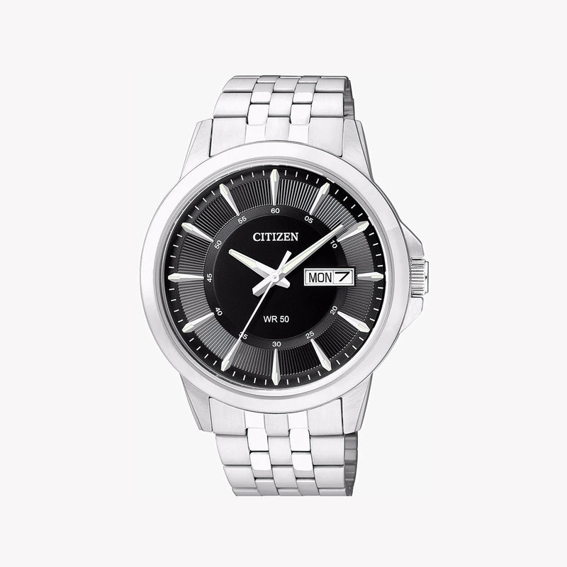 Citizen Men's Silver Stainless Steel Watch, Black Dial | Bf2011-51e by i-watch