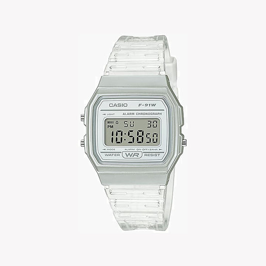 Montre unisexe numérique blanche Casio F-91WS-7