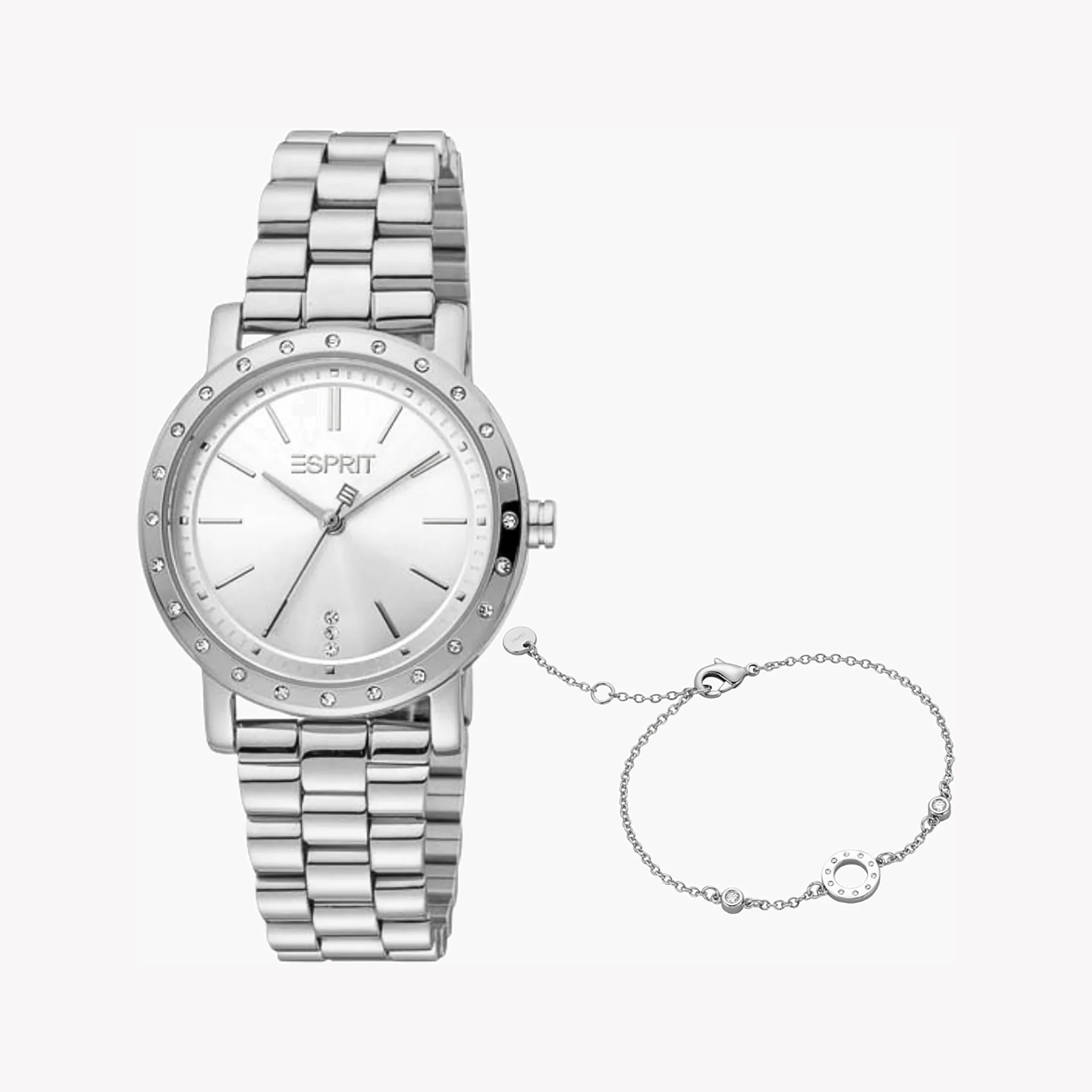 ESPRIT Women's Watch with Silver Stainless Steel Case and Silver Stainless Steel Band