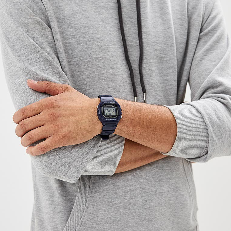 Casio Unisex Dark Blue Resin Watch, Digital Dial | W-218h-2av