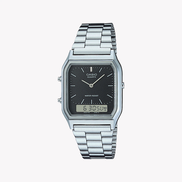 Casio Men's Silver Resin Watch, Black Dial | Aq-230a-1dmq by i-watch