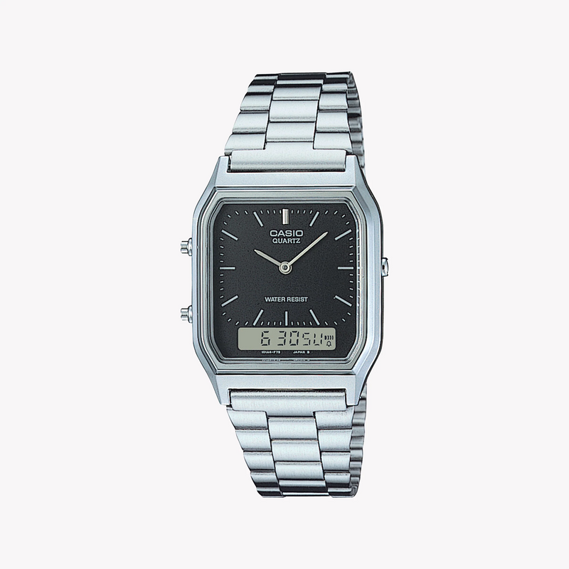 Casio Men's Silver Resin Watch, Black Dial | Aq-230a-1dmq by i-watch