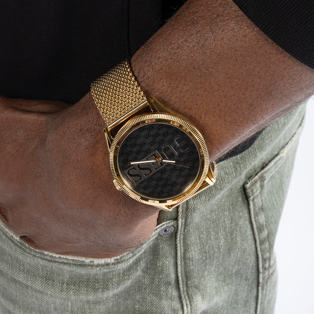 GUESS GW0710G2 BOLD ELEGANCE - STRIKING GOLD & BLACK MESH TIMEPIECE for the Modern Man-i-Watch-4