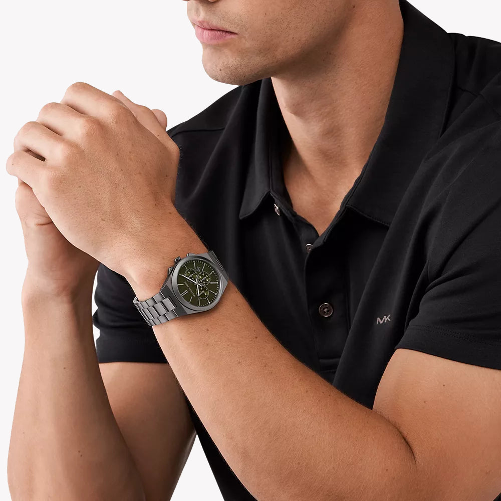 MICHAEL KORS MK9118 - BOLD GREY & GREEN DIAL MEN'S WATCH WITH STAINLESS STEEL BAND-i-Watch-4