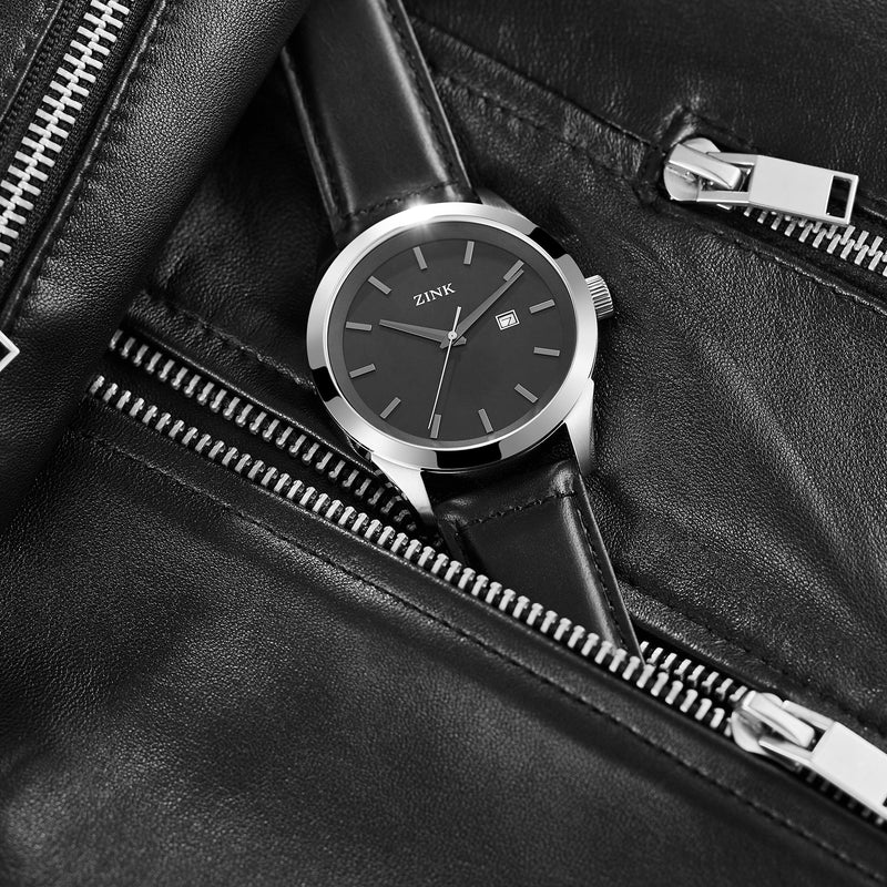 Zink Zk133g1ls-211 Elegance Timepiece - Black Leather & Dial Men's Watch by i-watch