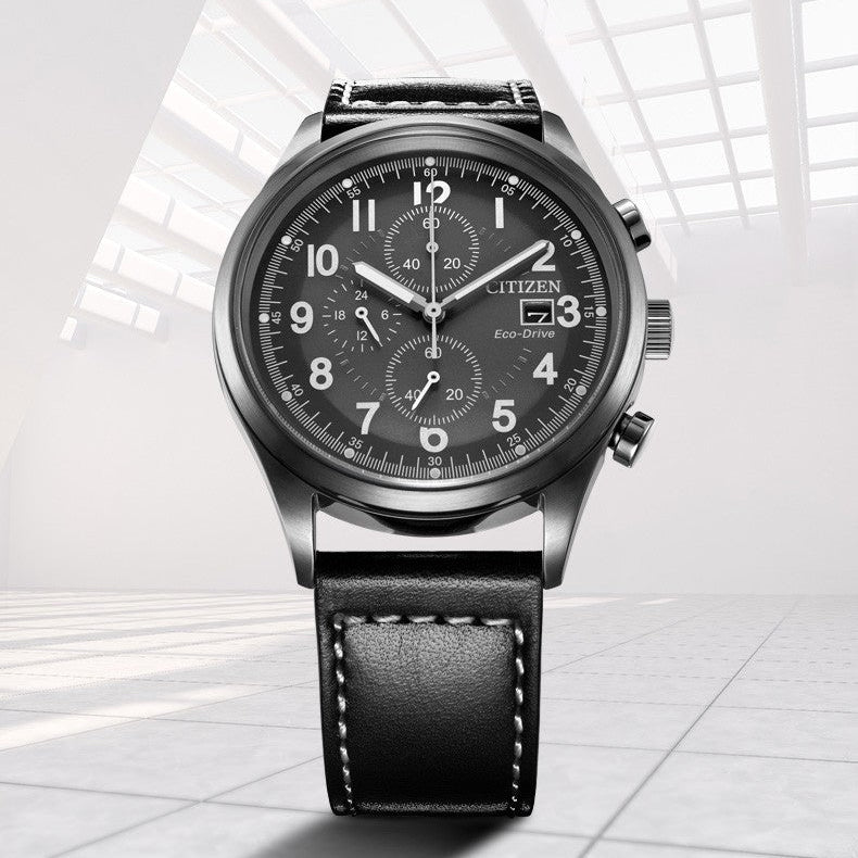 CITIZEN Eco-Drive CA0627-09H - BOLD PERFORMANCE MEN'S WATCH with Black Leather & Chronograph Features-i-Watch-3