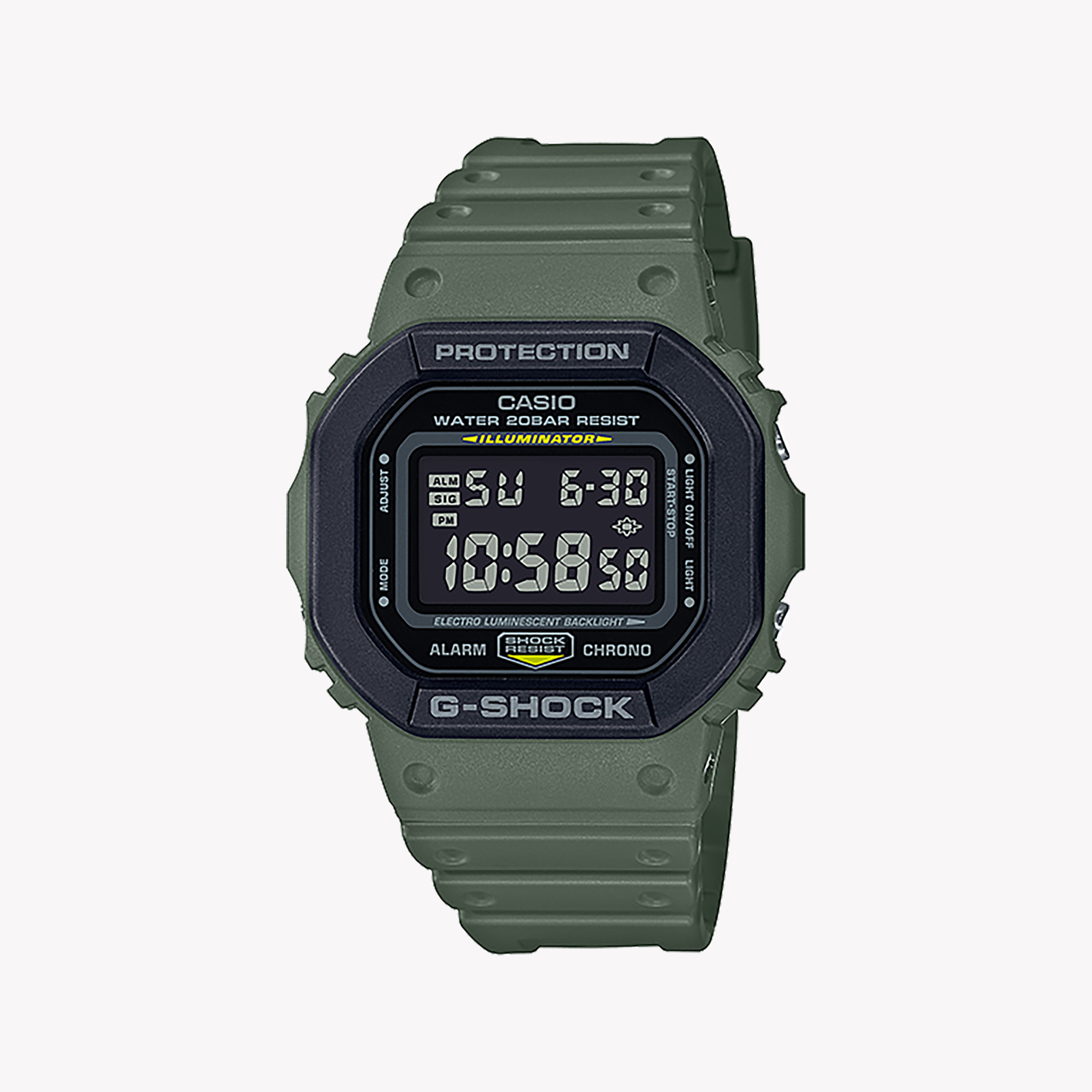 CASIO G-SHOCK DW-5610SU-3DR - BOLD GREEN RESIN MEN'S WATCH FOR ADVENTURE & STYLE