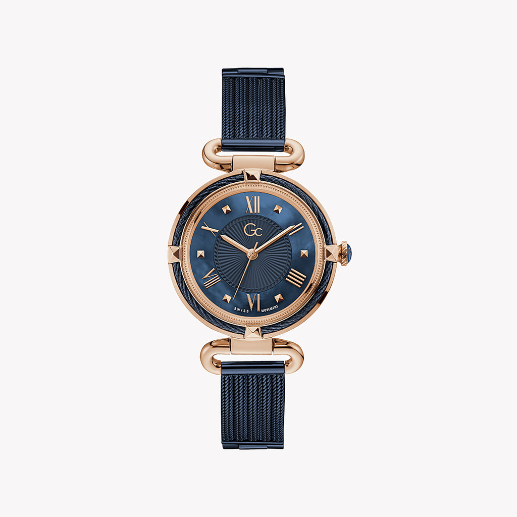 GUESS COLLECTION Y58008L7MF - VIBRANT ROSE GOLD & BLUE ELEGANCE Women's Watch