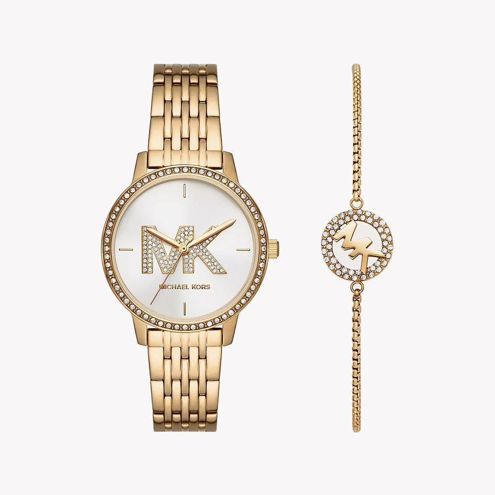 Michael Kors Men's Gold Watch, White Dial | Mk1051set by i-watch