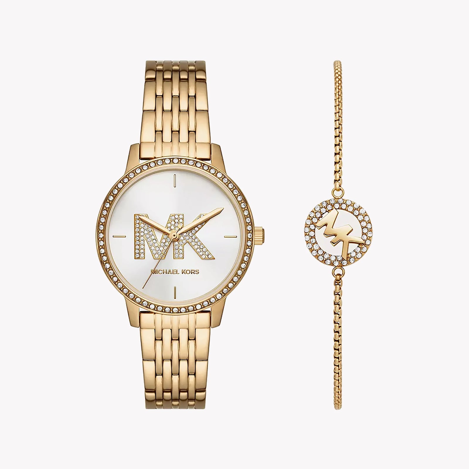 Michael Kors Men's Gold Watch, White Dial | Mk1051set by i-watch