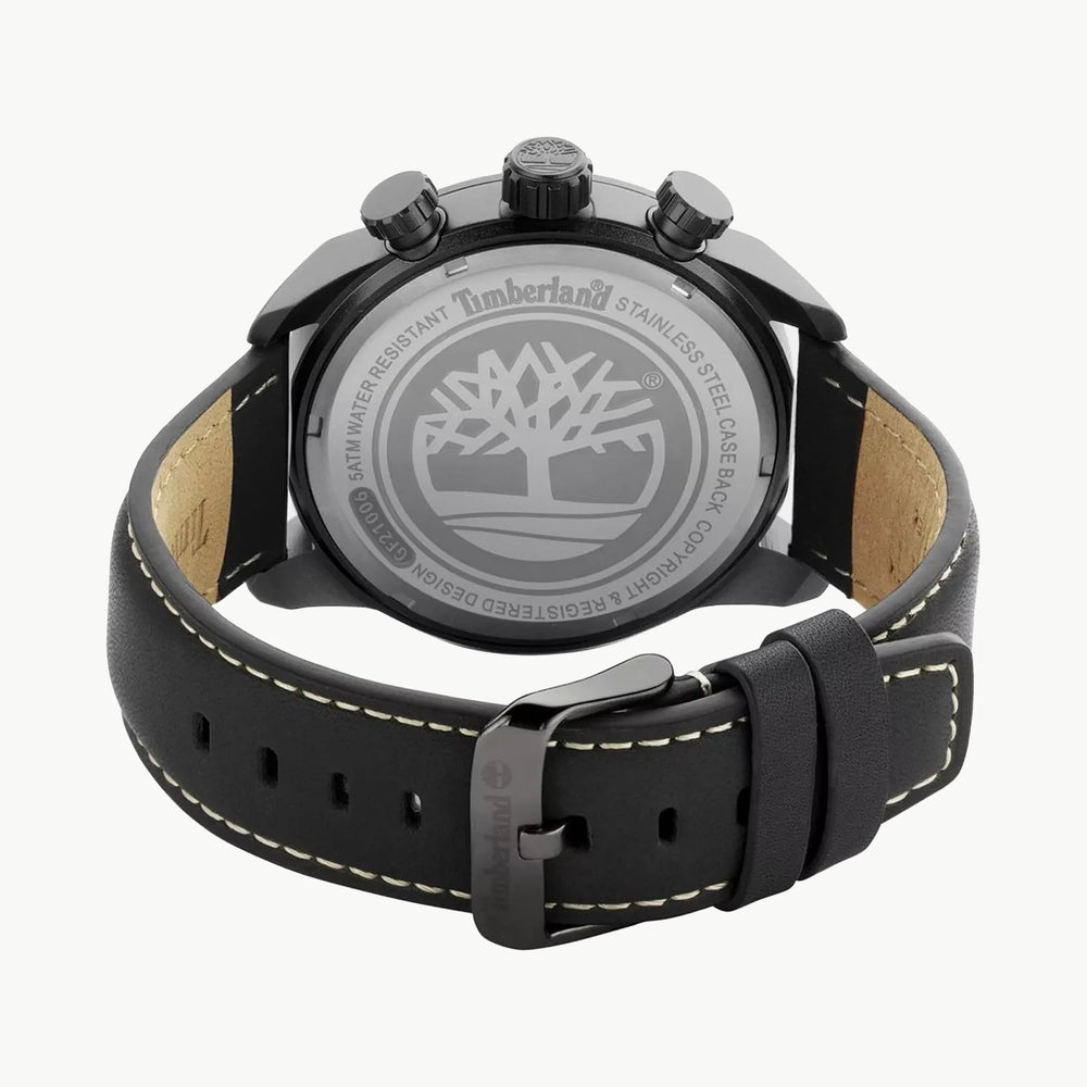 Timberland Men's Black Leather Watch, Black Dial | Tdwgf2100601 by i-watch