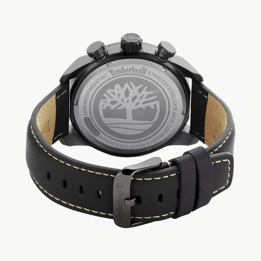 TIMBERLAND TDWGF2100601 RUGGED ALL-WEATHER MEN'S WATCH – BLACK STAINLESS STEEL & LEATHER STRAP-i-Watch-2