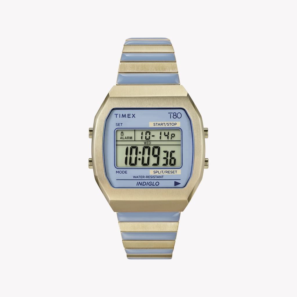 TIMEX T80 GOLD-TONE WITH BLUE ACCENTS - VIBRANT ADVENTURE WATCH FOR WOMEN