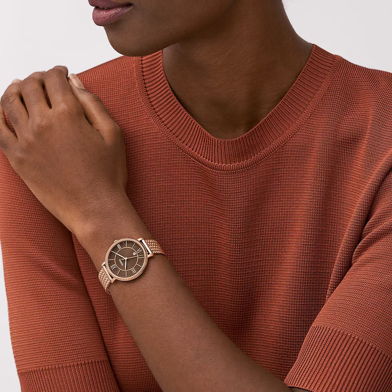 Fossil Women's Rose Gold Watch, Brown Dial | Es5322 by i-watch