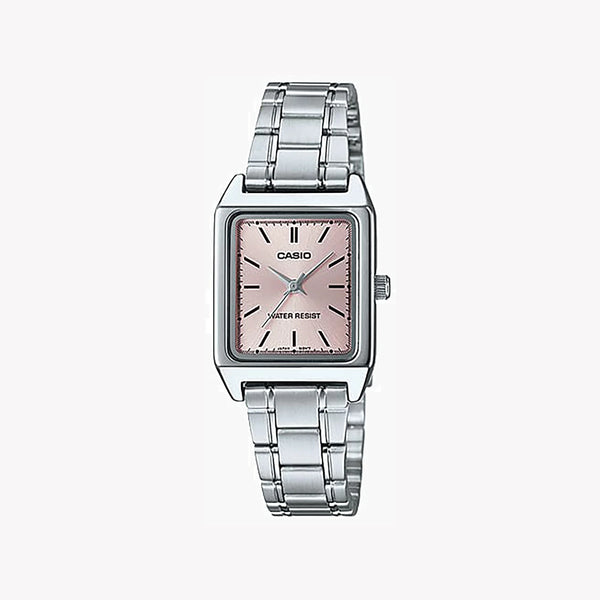CASIO Women's Watch with Silver Chrome Plated Case and Silver Stainless Steel Band