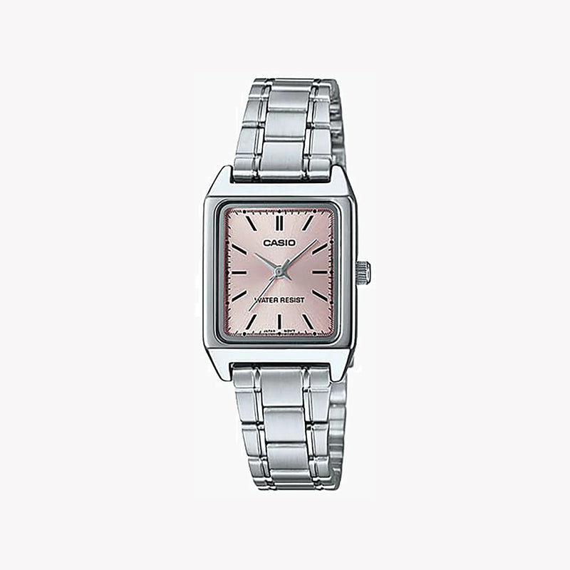 CASIO Women's Watch with Silver Chrome Plated Case and Silver Stainless Steel Band