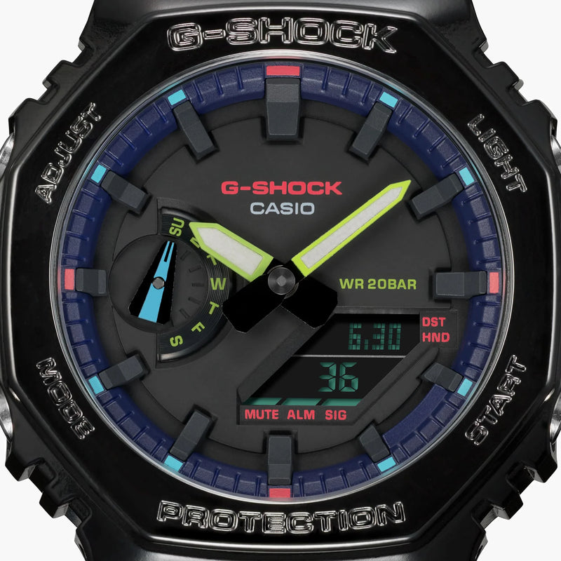 G-Shock Men's Black Resin Watch, Digital Dial | Ga-2100rgb-1adr by i-watch