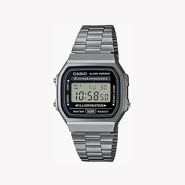 Casio Unisex Dark Gray Resin Watch, Stainless Steel Band | A168wgg-1adf by i-watch