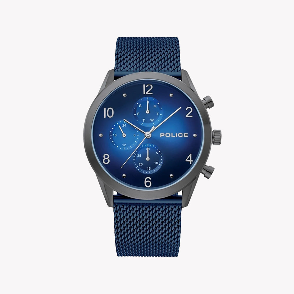 Police Men's Silver Stainless Steel, Blue Dial | P15922jsu03mmbl by i-watch