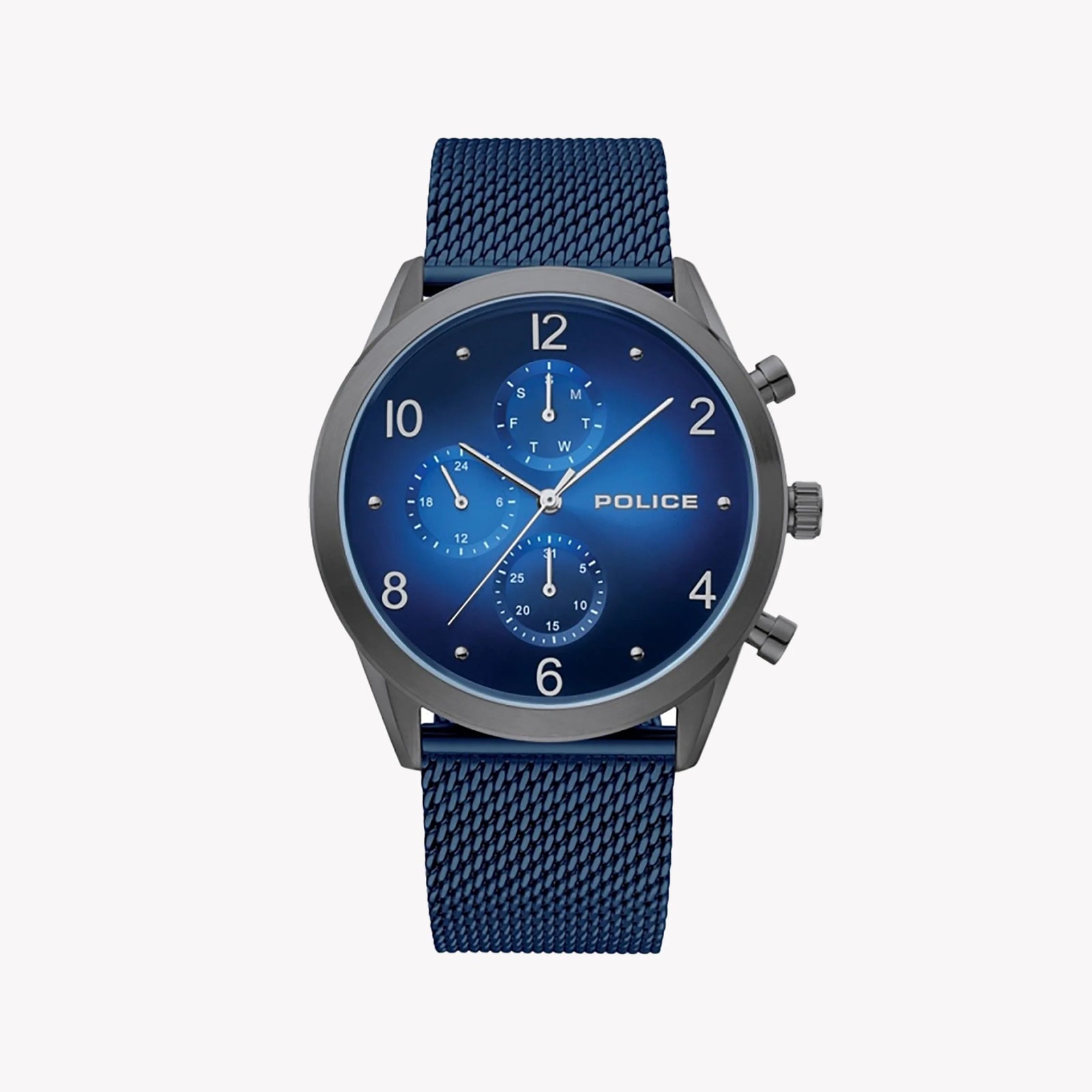 Police Men's Silver Stainless Steel, Blue Dial | P15922jsu03mmbl by i-watch