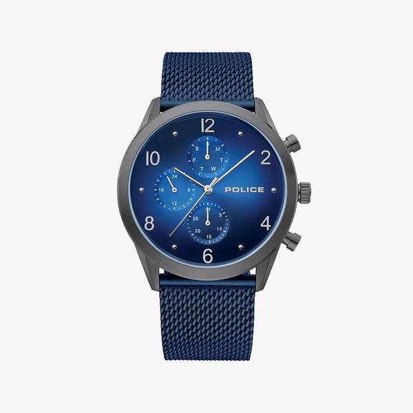 Police Men's Silver Stainless Steel, Blue Dial | P15922jsu03mmbl by i-watch