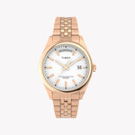 Timex Legacy Roségoldfarbenes Gehäuse und Armband mit weißem Zifferblatt TW2W32200 Damenuhr